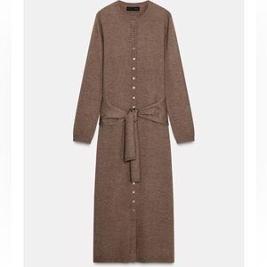 Zara Brown Long Sleeve Knit Dress